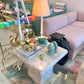Vintage Square Pink Marble Resin Side Table