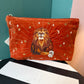 Mystical Lion Terracotta Velvet Large Everyday Pouch by Elizabeth Scarlett