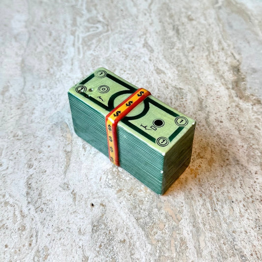 Vintage Ceramic Stack of Money Salt Shaker