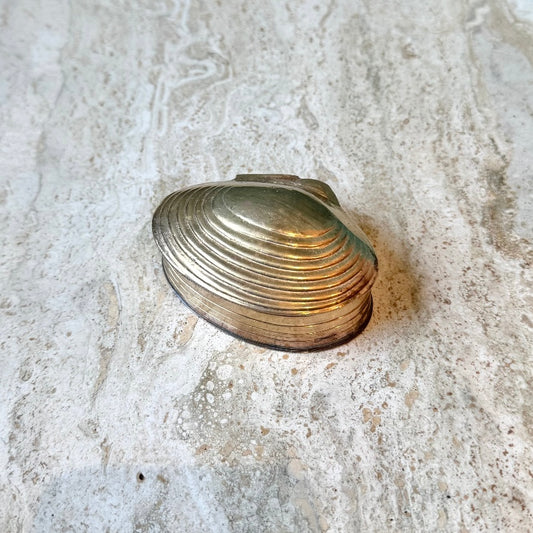 Vintage Brass Clam Shell Trinket Box 3"