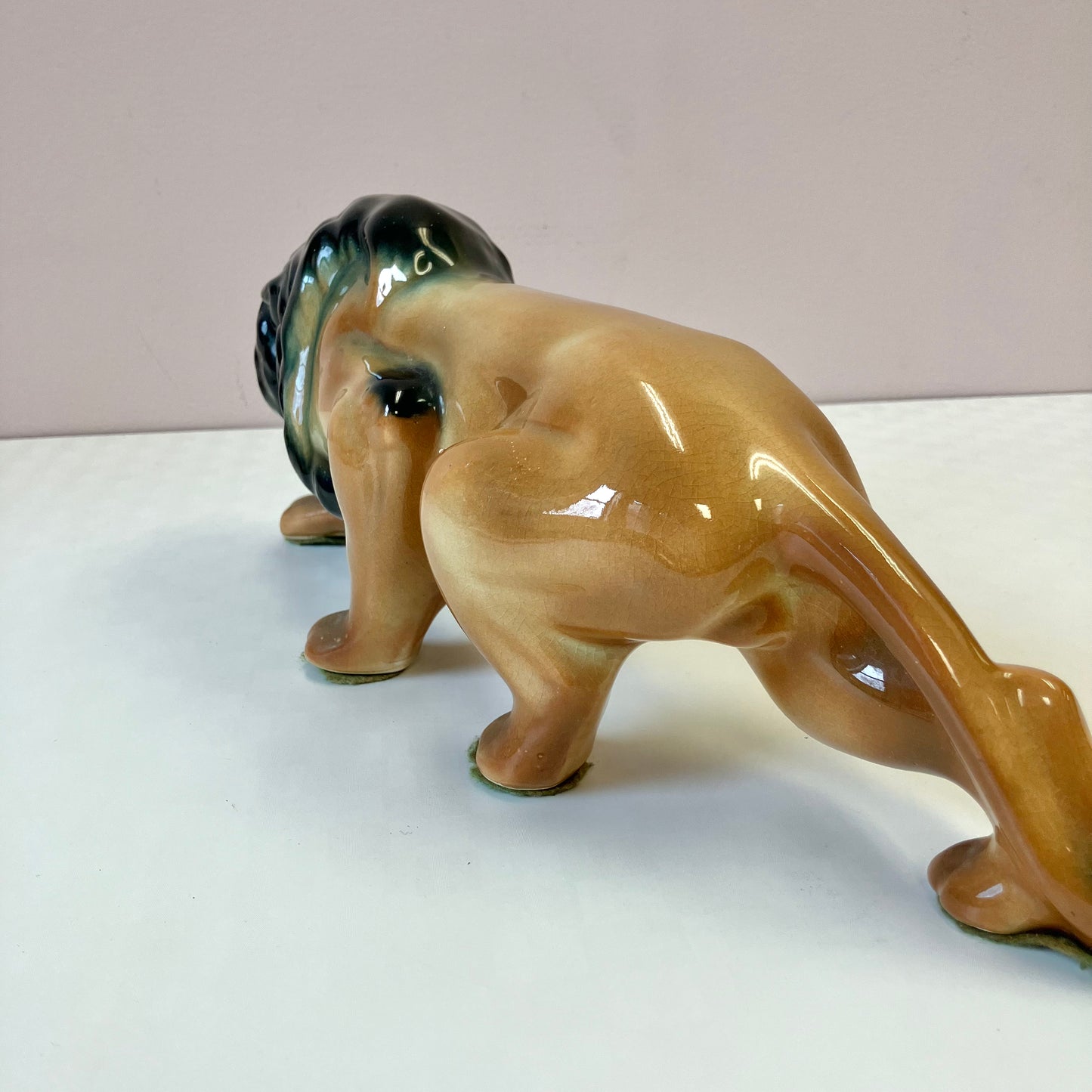 Vintage Mid Century Ceramic Lion Statue