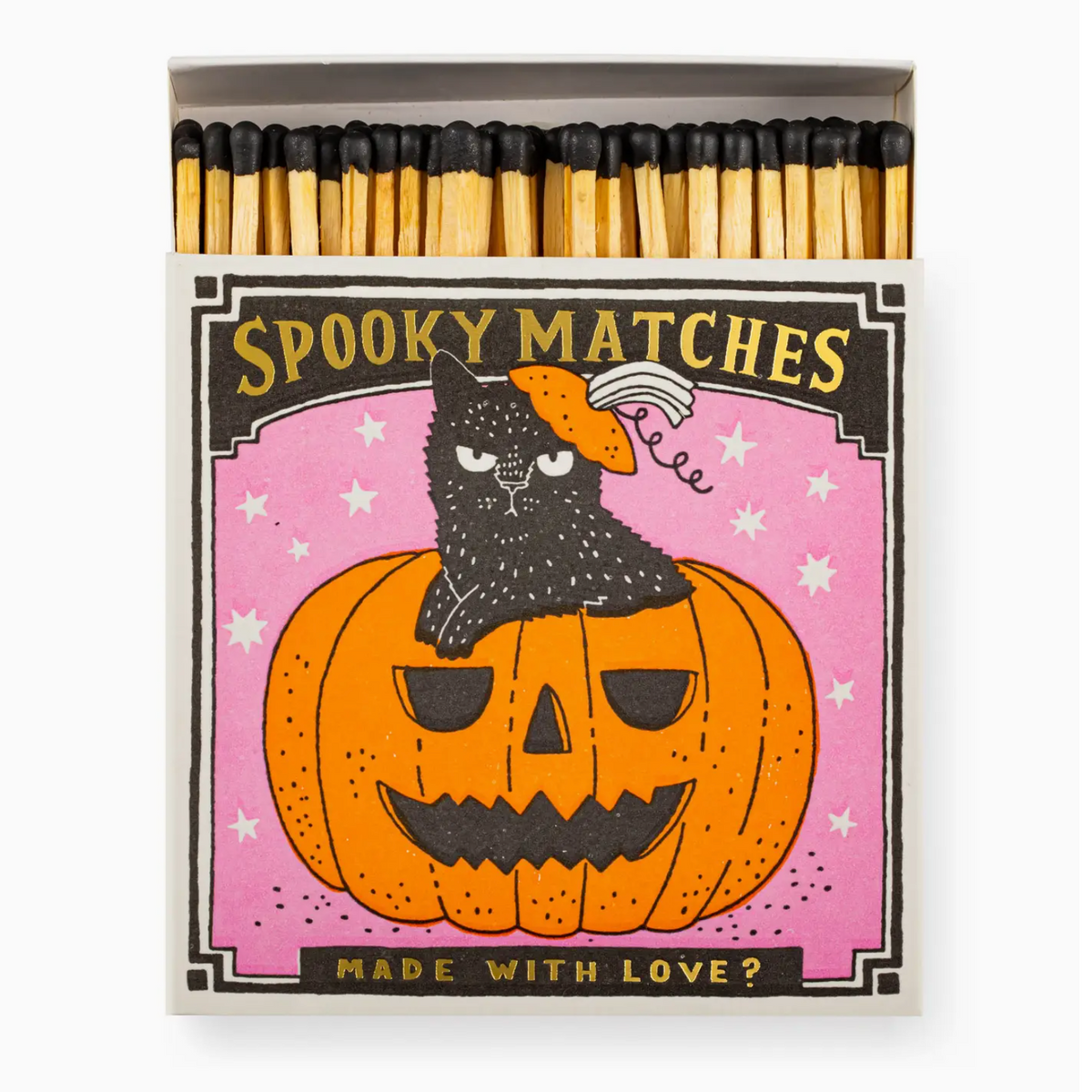 Spooky Pumpkin Black Cat Matches by Archivist