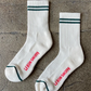 White with Green Stripe Boyfriend Socks by Le Bon Shoppe