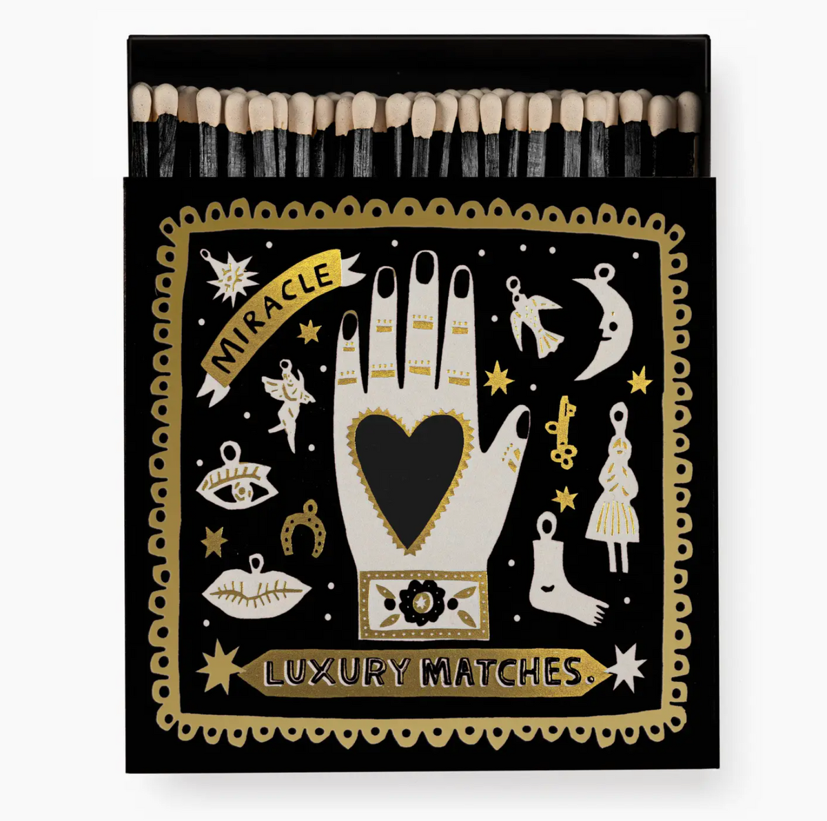 Miracle Black Hand Luxury Matches Square Matchbox