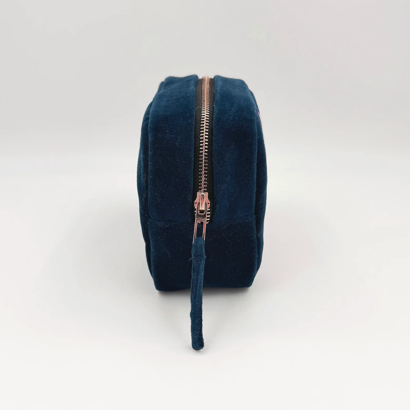 Velvet Embroidered Makeup Bag - Strawberry