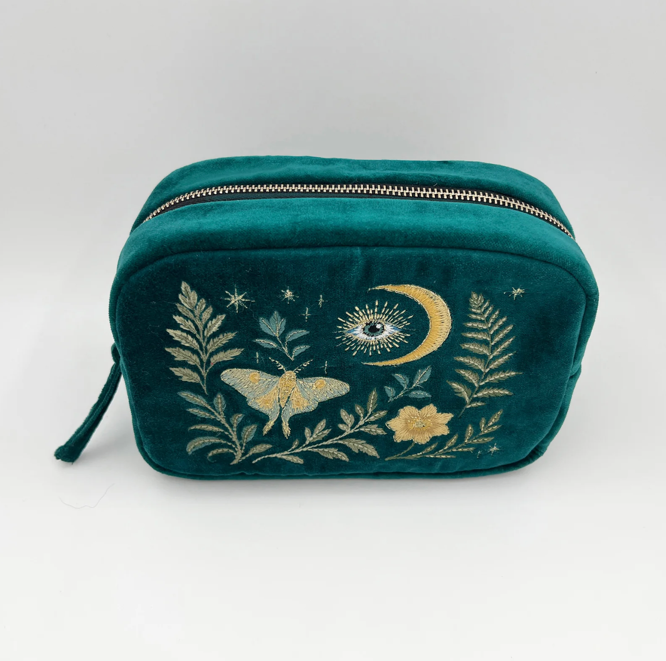 Velvet Embroidered Makeup Bag - Moth