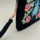 Black Velvet Embroidered Everything Pouch - Beetle