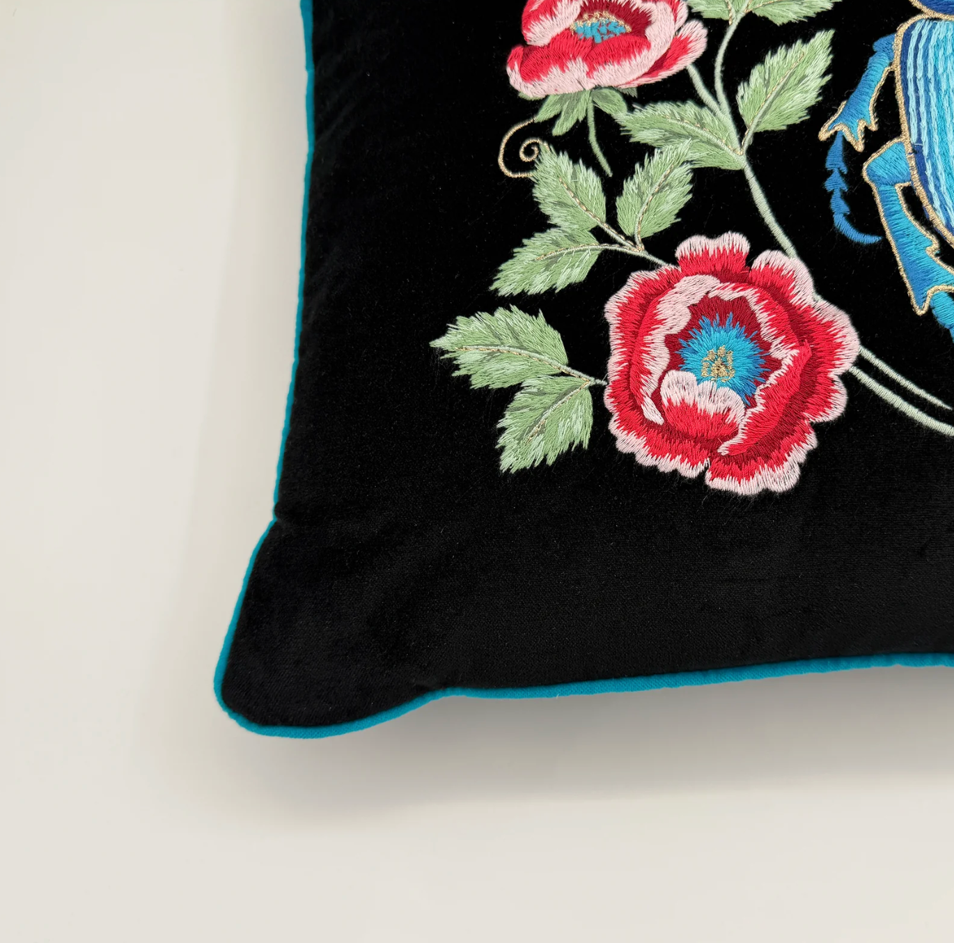 Velvet Embroidered Beetle Pillow by Myth & Thread