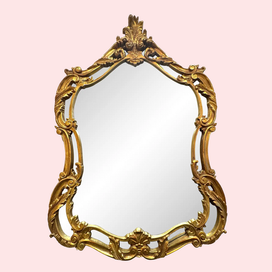Vintage Large Gold Giltwood Rococo Style Mirror