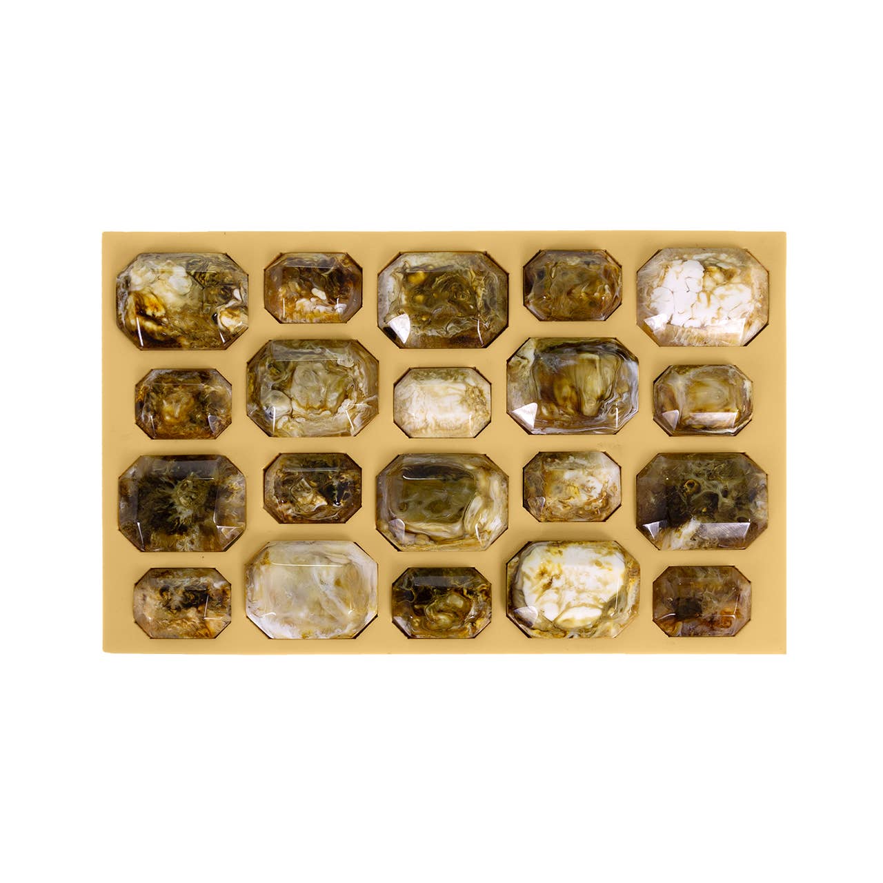 Gold Toned Resin Box with Decorative Gem Lid
