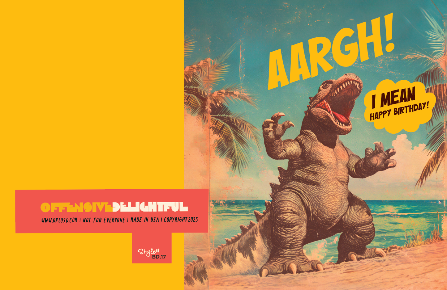 GODZILLA Aargh I Mean Happy Birthday Card