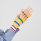 Stripe Fingerless Gloves: Peach Cobalt