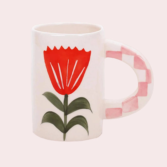 Red Poppy Handmade Ceramic Coffee Mug