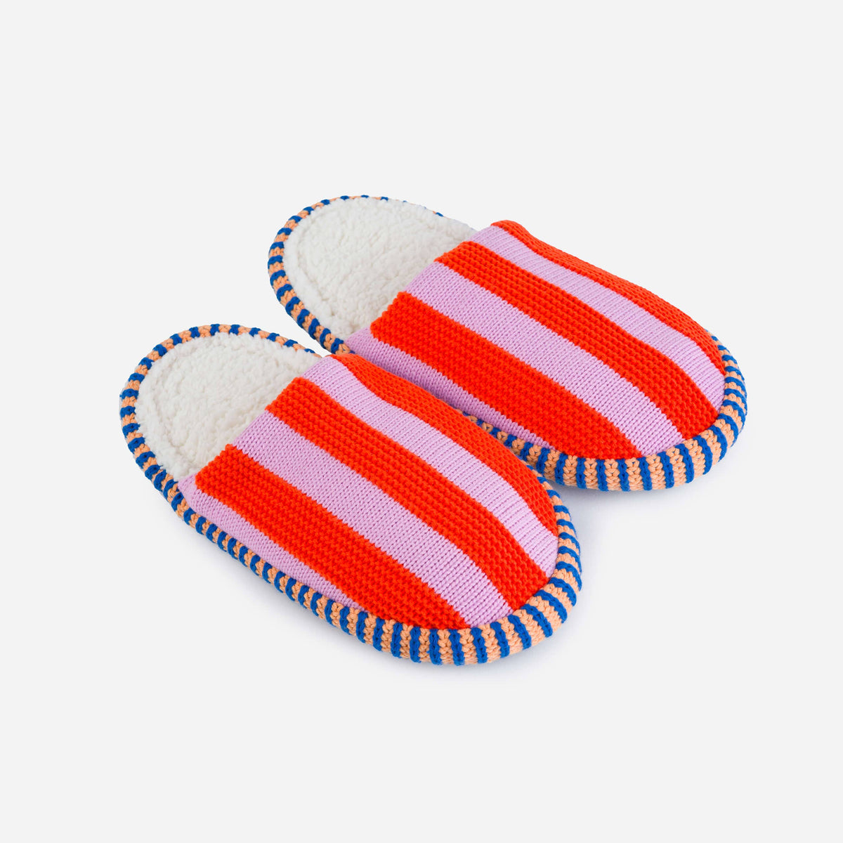 Stripe Slippers by Verloop Knit: Poppy Lilac