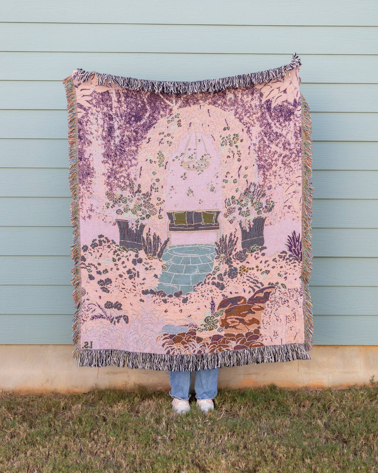 Secret Garden Cotton Woven Blanket by Lindy Stark