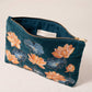 Lotus Rich Blue Velvet Large Everyday Pouch by Elizabeth Scarlett