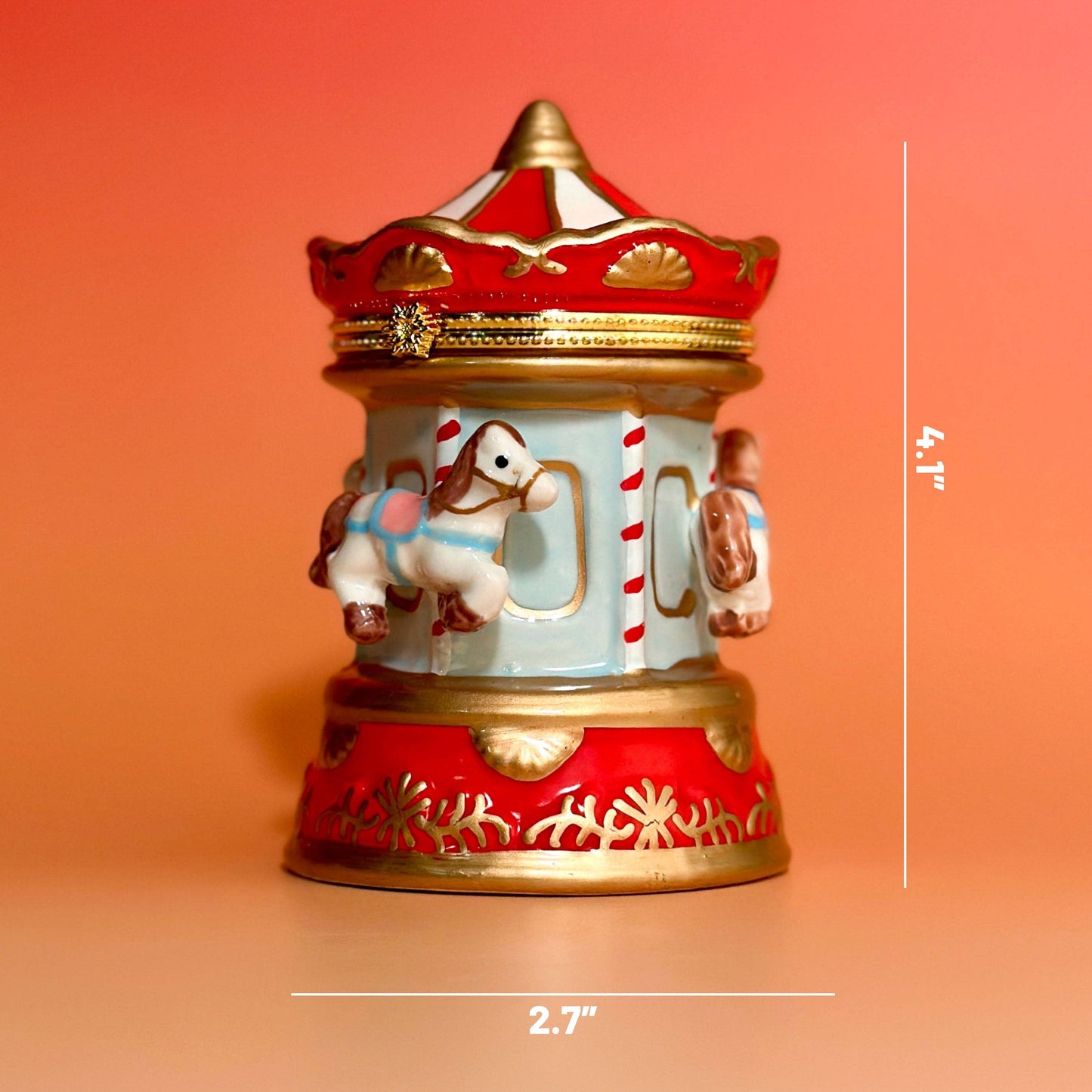 Red & Gold Carousel Trinket Box