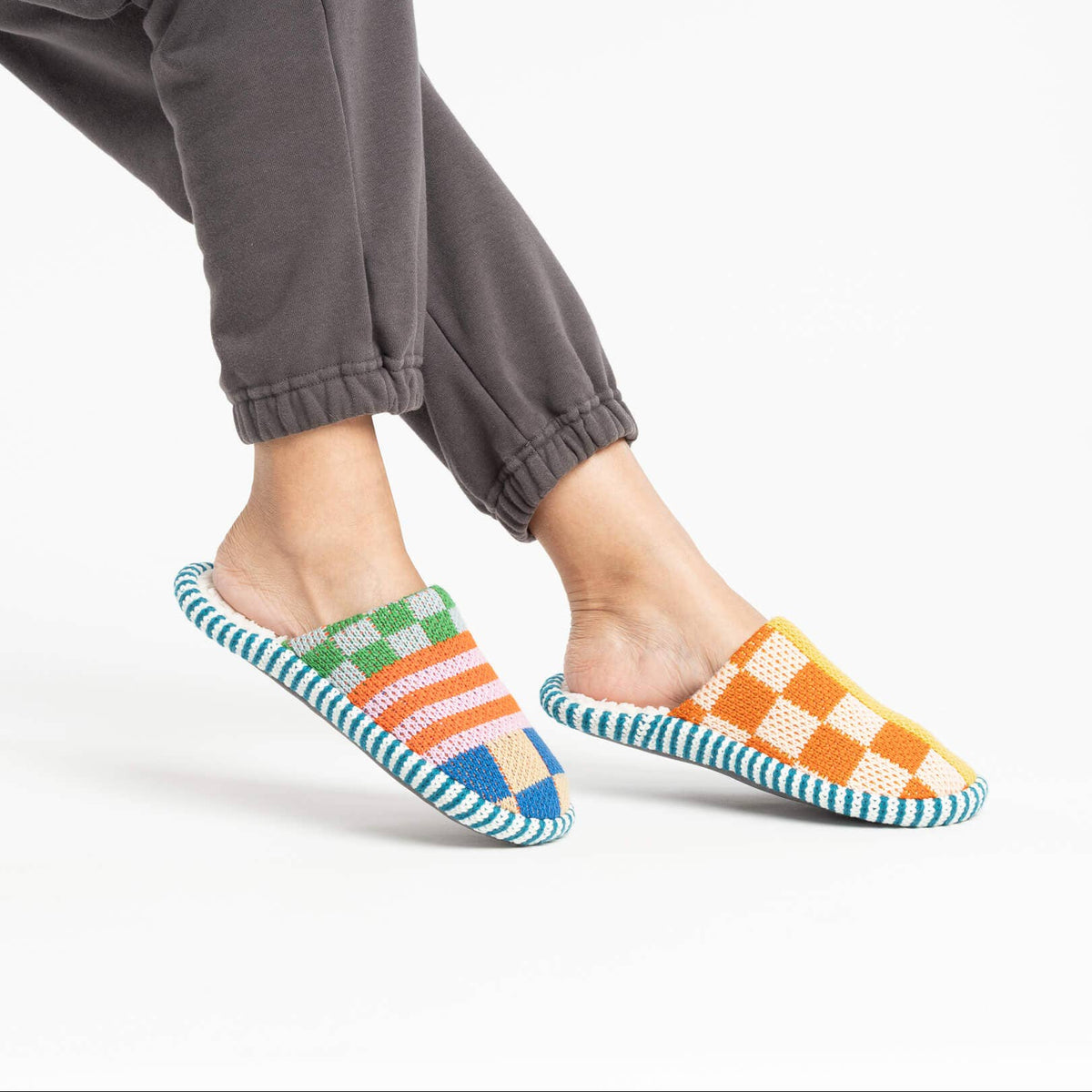 Pattern Patch Slide Slippers by Verloop Knits: Candy