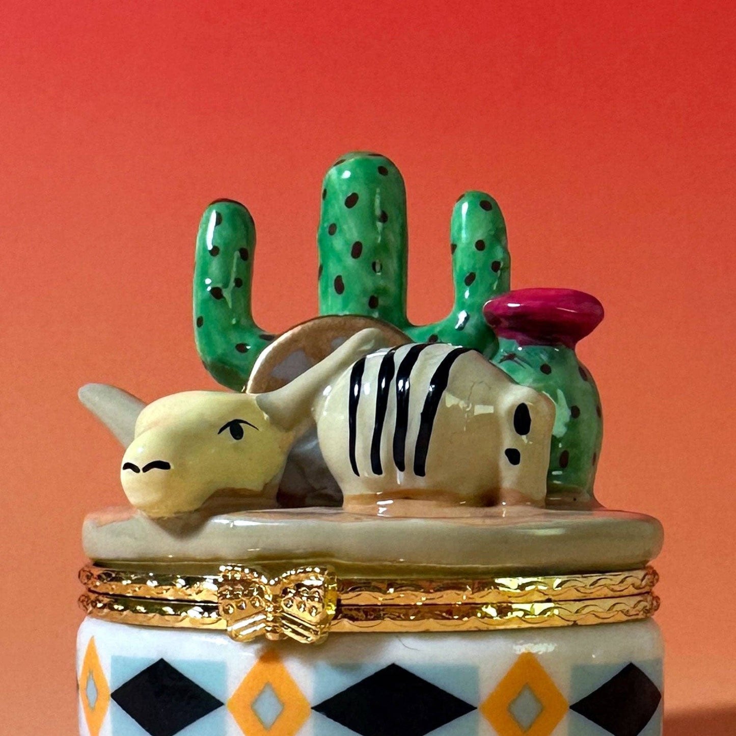 Cactus & Skull Hand Painted Trinket Box