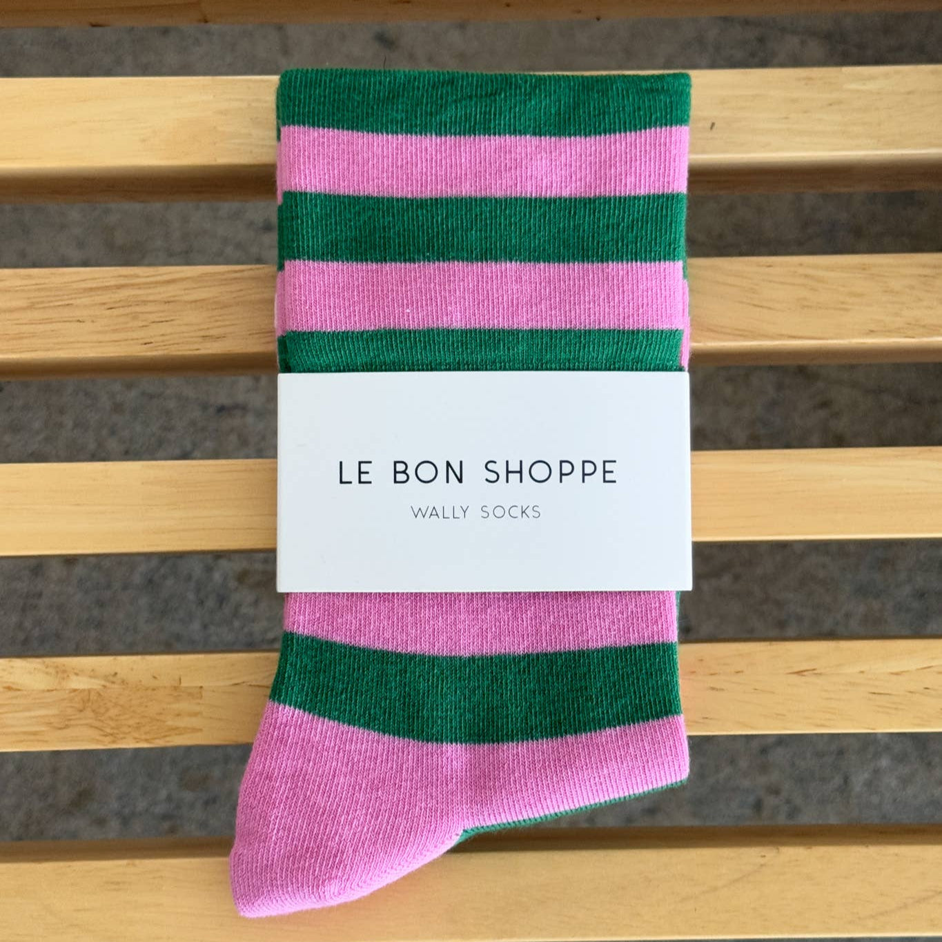 Pink and Green Stripe Wally Socks by Le Bon Shoppe