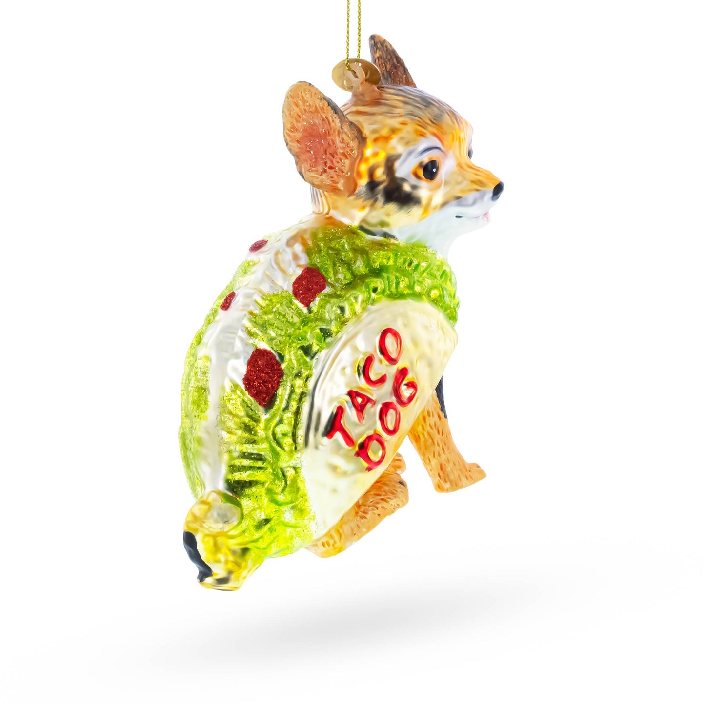 Taco Dog Glass Ornament