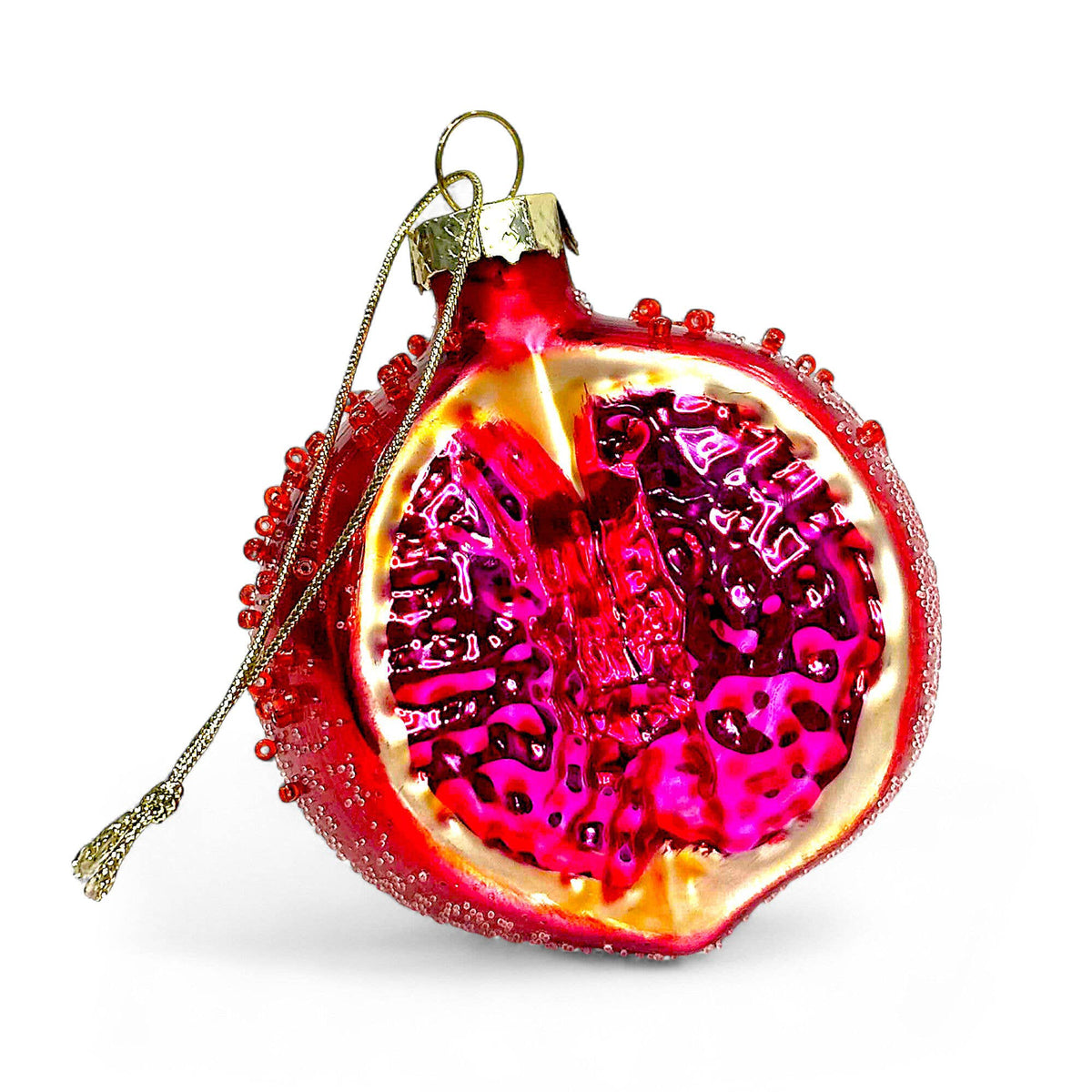 Beaded Glass Pomegranate Ornament