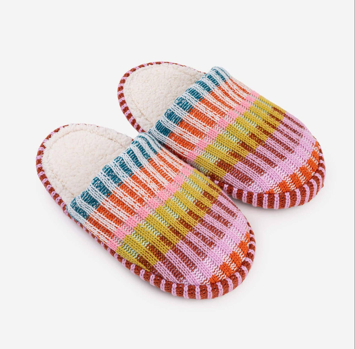 Mosaic Slide Slippers by Verloop Knits: Rust Lilac