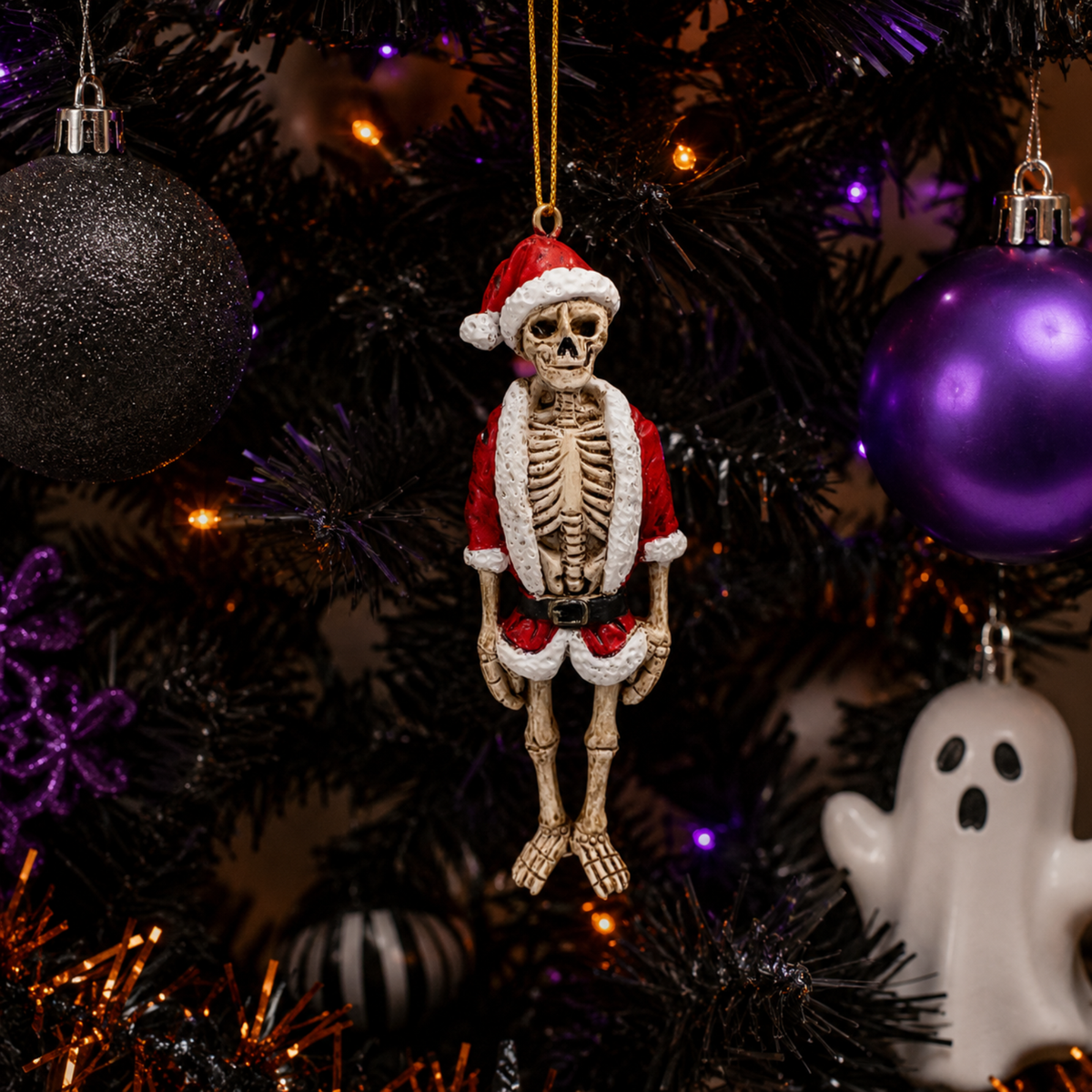 Skeleton Santa Ornament