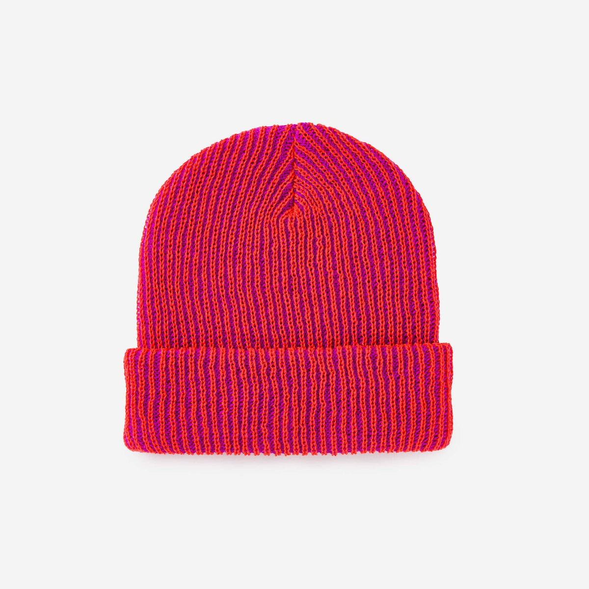 Rib Knit Beanie: Poppy Magenta