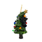 Black Cat Knocking Down Tree Wrapped in Lights