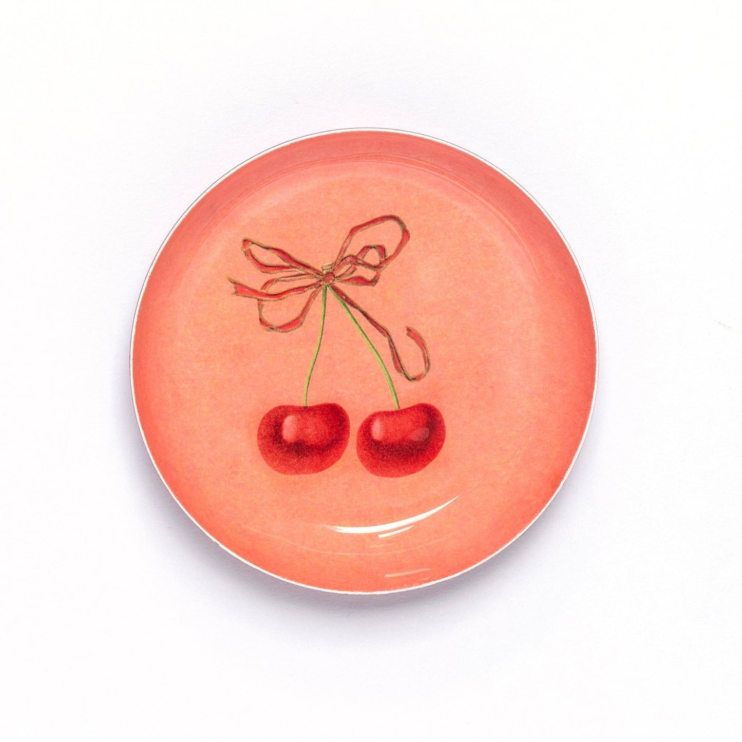 Red Cherries Round Enamel Tray