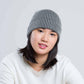 Rib Knit Beanie: Black White