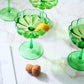 Elegant Flower Champagne & Cocktail Coupes - Green Set of 4