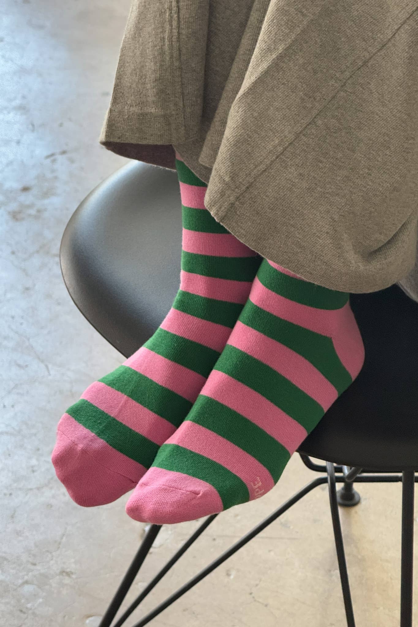 Pink and Green Stripe Wally Socks by Le Bon Shoppe