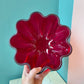 Vintage Crystal Ruby Scalloped Edge Serving Bowl