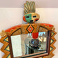 Vintage Hand Painted Tribal Wooden Mirror