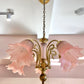 Vintage Pink Murano Glass Style Flower Shade Chandelier