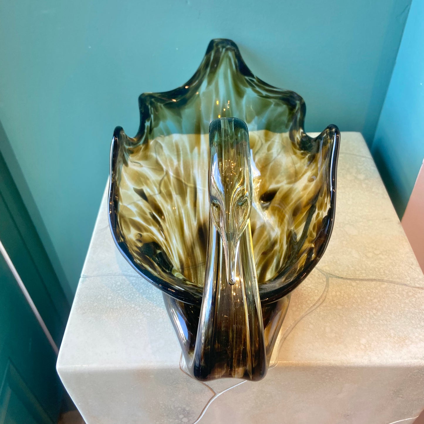 Vintage Murano Style Glass Swan Catchall