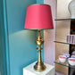 Vintage Mid Century Brass Table Lamp with Red Shade