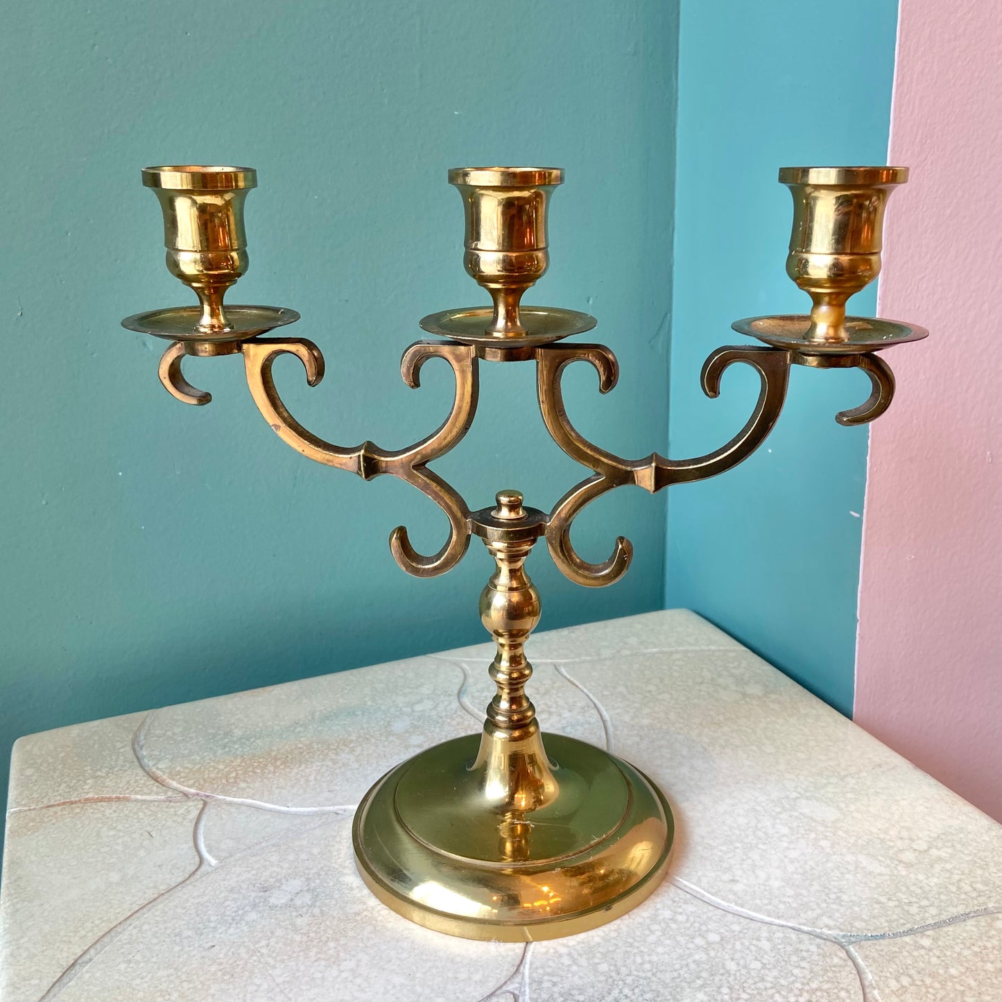 Vintage Brass 3 Arm Candelabra