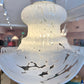 Vintage Carlo Nason Style Murano Glass White Frosted Pendant Chandelier