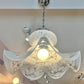 Vintage Carlo Nason Style Murano Glass White Frosted Pendant Chandelier