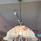 Vintage Murano Style Burgundy and Frosted Glass Pendant Chandelier