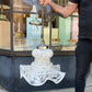Vintage Carlo Nason Style Murano Glass White Frosted Pendant Chandelier