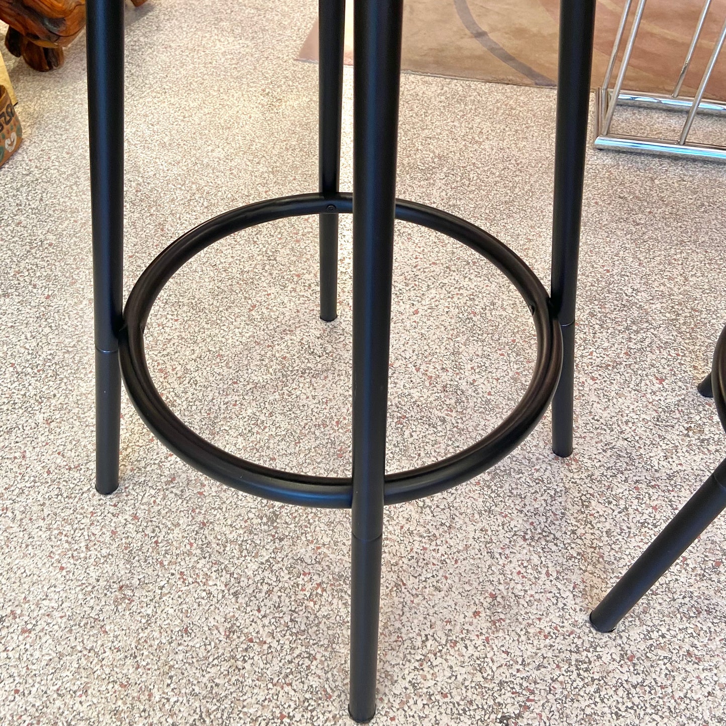 Pair of Black Crown Back Swivel Bar Chairs