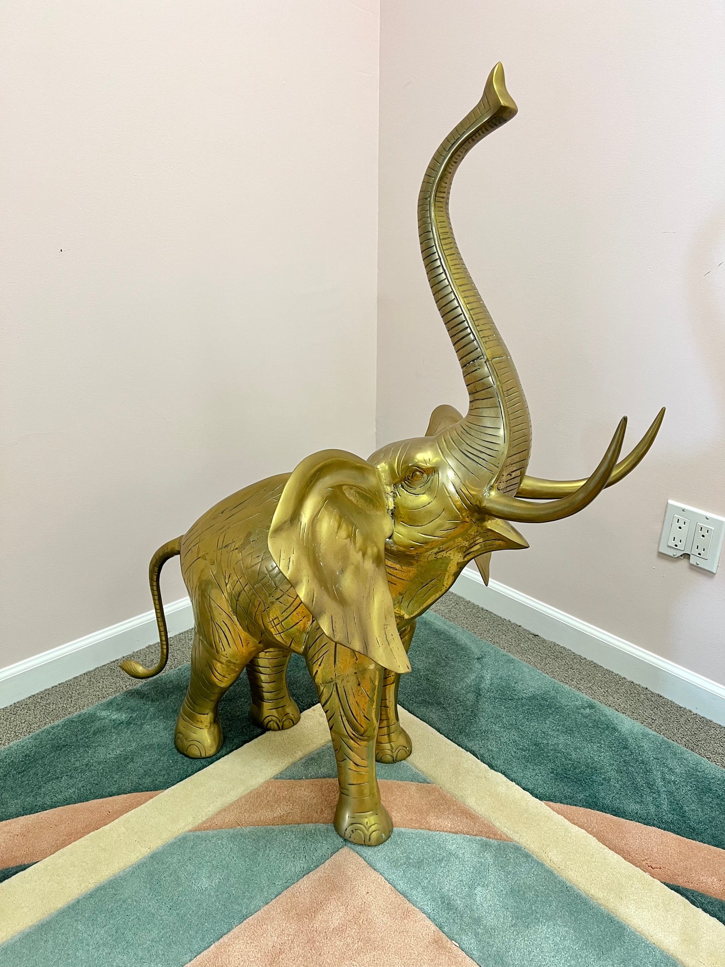 1960’s Extra Large Brass Elephant Statue