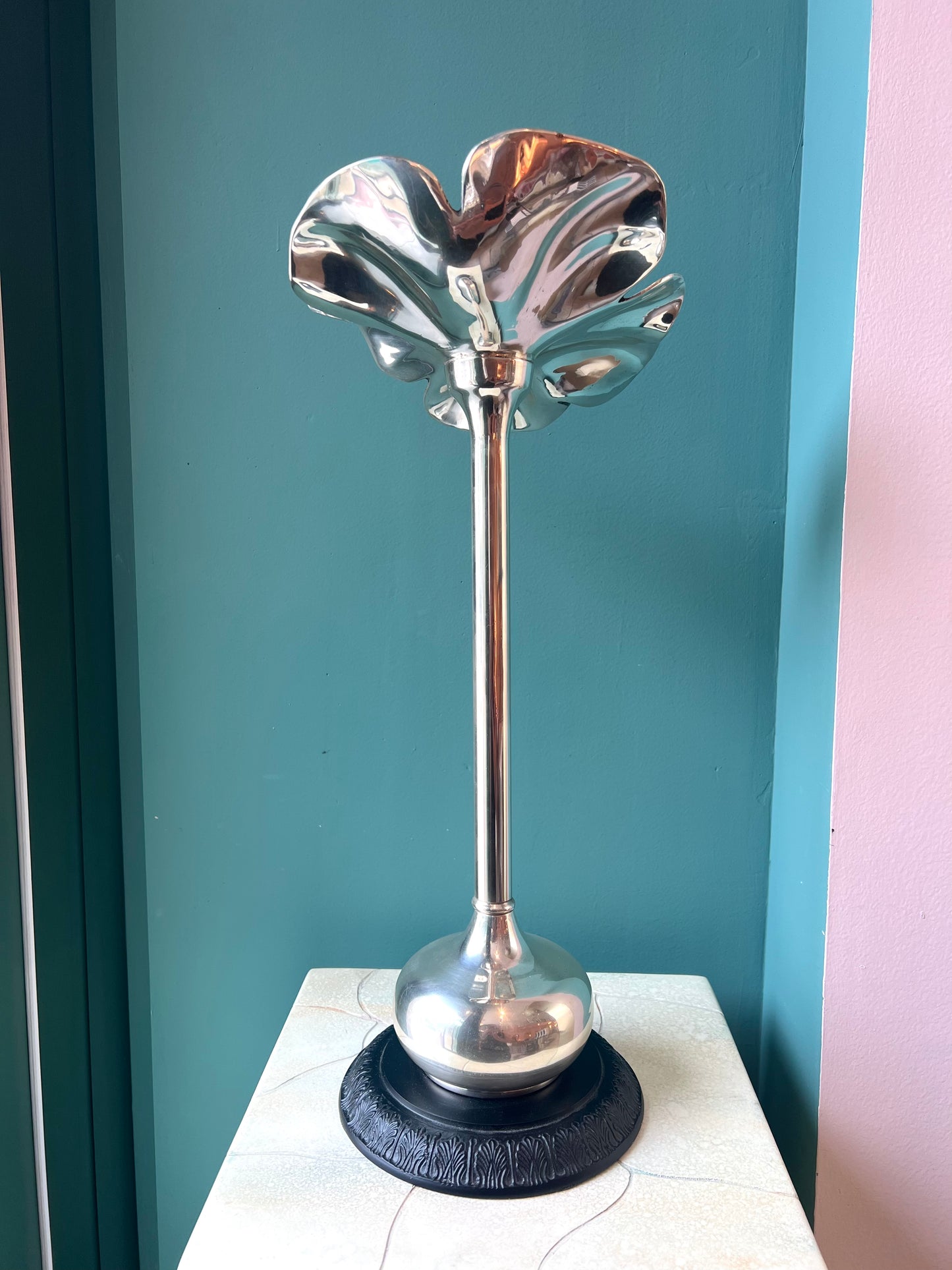 Vintage Maitland Smith Style Hammered Metal Flower Vase/Candle Holder