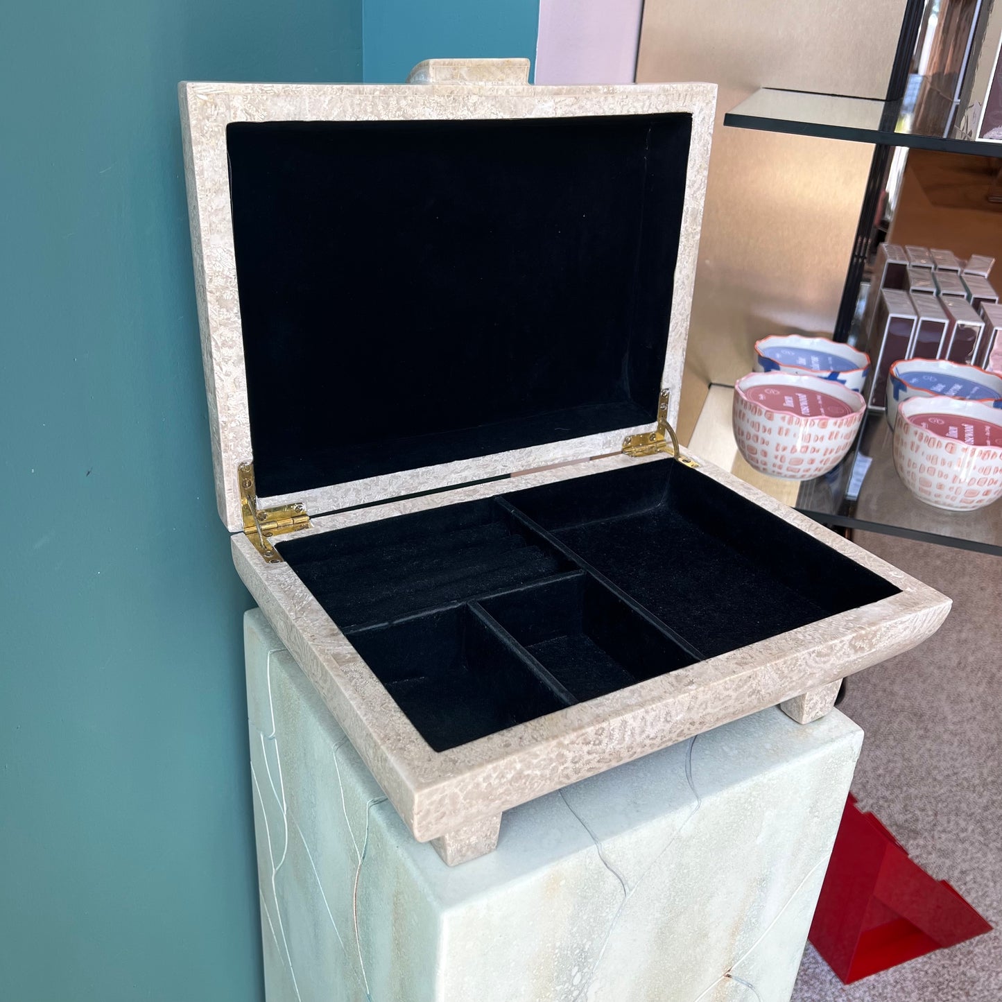 Vintage Renoir Designs Tessellated Stone Jewelry Box