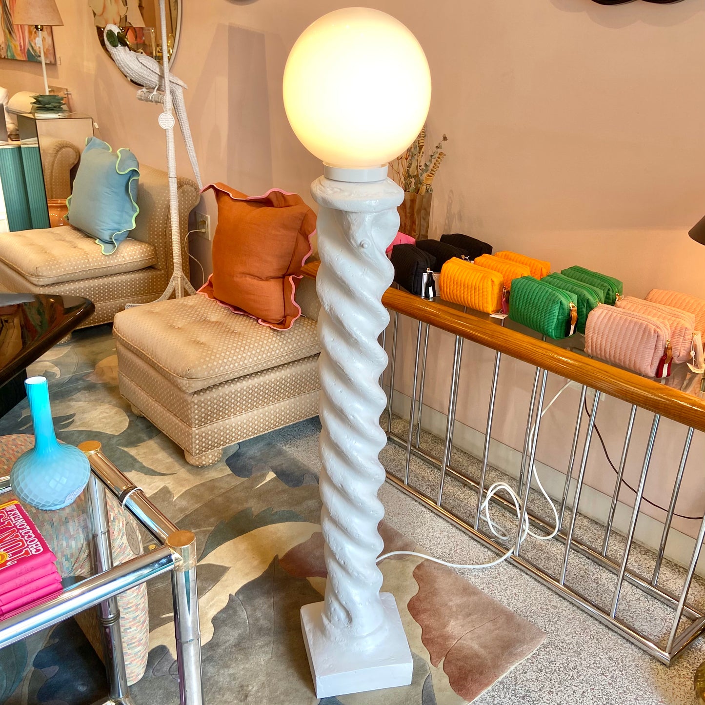 Vintage Spiral Globe Floor Lamp