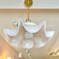 Vintage Murano Style Pink Speckled Pendant Chandelier